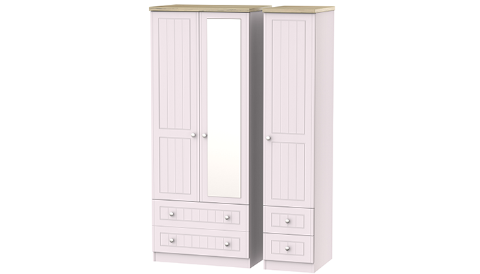 Triple- 2 Drawer Mirror &  Drawer Robe